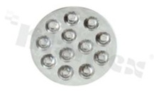 Soczewka do diod LED high power; kąt rozsyłu: 22 stopni FWHM; ilość diod: 12; rozmiar: okrąg 95mm; wysokość: 11.1mm; rodzaj materiału: PMMA; sposób mocowania: ramka