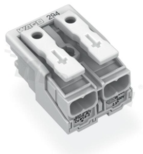 Installation terminal block; 2-ways; for wire 0.5-2.5mm2 (22-14AWG); without PE contact; white; 500V/24A
