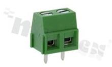PCB terminal block; pitch 5.08mm; 2-ways; vertical; wire range 1.5mm2 (AWG 26-14); with screws for a flat screwdriver; green color; brass cage; UL 300V/12A, TUV 250V/15A