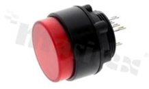 Przełącznik tablicowy okrągły; monostabilny; 22mm; terminale do lutowania; poliamid; podświetlenie pełne czerwone; LED24V; IP40.