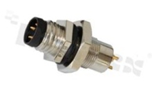 Gniazdo M8; bez klucza pozycjonującego; bez klucza pozycjonującego; 3-stykowe; męskie; 3A; proste; na panel; z nakrętką od tyłu; lutowane; IP67