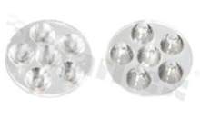 Lens for LED high power; angle: 25 degrees ; Number of LEDs: 6; Dimensions: round 73.2mm; Height: 13.5mm; material: PMMA; PC; Fastening: glue