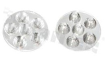 Soczewka do diod LED high power; kąt rozsyłu: 25 stopni FWHM; ilość diod: 6; rozmiar: okrąg 73.2mm; wysokość: 13.5mm; rodzaj materiału: PMMA; PC; sposób mocowania: klej