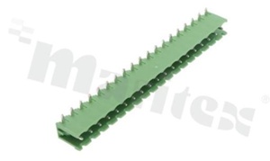 Pluggable terminal block; pitch 5.00mm; 19-ways; male; R/A pin header; opened type; UL 300V/16A; TUV:320V/20A