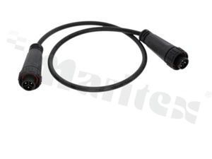 Double ended female plug with 0.5m wire, A series , 3 pins, 2 point lock system, 5A per pin, IP67, UL