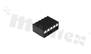 Listwa zaciskowa do PCB; w rastrze 3.50mm; 5-torowa; poziome wejście przewodu; montaż: SMD; na przewód 0.14-1.50mm2 (28-16AWG); ze stykiem sprężynowym; czarna; 300V/14A