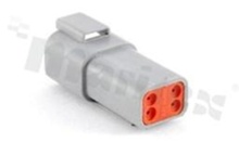 Socket AT series, 4 pins, male, straight, Imax = 13A, contact size: 16, for wire (AWG14-20), operating temperature -55 to 125c, IP67