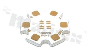 MCPCB, thermal conductivity 2W/(m*K), thickness: 2mm, number of layers - 1, white soldermask, legend color: gold, size: star 22mm, pad cover: gold; for XQ LEDs, /24