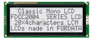 Display LCM; LCD character; 20x4 chars; FSTN positive; white LED; view 6:00; 5.0 V;