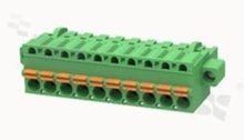 Pluggable terminal block; 5.08mm pitch; 10-ways; female; for wire 2.50mm2 (26-12AWG); wire insertion direction same as plug-in direction; with fixing screw; p.bronze contacts; spring clamp; brass cage; UL 300/10A TUV 320/20A