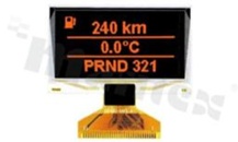 Wyświetlacz LGM OLED; LCD graficzny; 2.4"; 128x64 piksele; kolor świecenia bursztynowy; obszar aktywny 55.01x27.49mm; FPC do złącza ZIF; 31 pinów