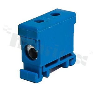 Złączka na szynę din;przelotowa;2 zaciskowa; zacisk śrubowy; na przewód 2,5-16mm2;niebieska