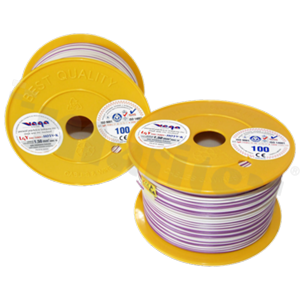 Przewód pojedynczy LGY/H05V-K; z wielodrutową miedzianą żyłą; biały/fioletowy; przekrój 1.50mm2; AWG 16; 500V; -40+105 st.C; 100m.