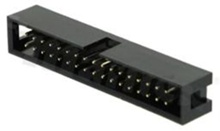 Full shrouded header for PCB; pitch 2.54mm; 34-contacts; THT; male; top entry