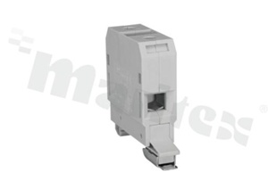 Installation terminal block; 1-level; 2-contacts; for wire 4-35mm2; screw terminal; grey; Din rail; 690V/125A