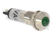 Lampka sygnalizacyjna; 8mm; terminale do lutowania; stal nierdzewna; podświetlenie zielone; LED 24V