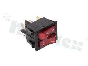 Przełącznik typu Rocker; dwubiegowy; 4-pozycyjny; 30x22mm; konektory DPDT; przycisk czerwony podświetlany; 16A/250V
