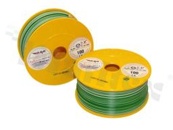 Single wire LGY/H05V-K; with copper multi-strand; green/white; cross section 1.00mm2; AWG 17; 500V; -40+105 deg.C; 100m.