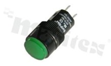 Lampka sygnalizacyjna; 16mm; do lutowania; plastik; podświetlenie pełne zielone LED 12V; IP40. 
