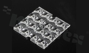 Soczewka do diod LED mid power; kąt rozsyłu: asymetryczny ; ilość diod: 16; rozmiar: 50x50mm; wysokość: 4.4mm; rodzaj materiału: PMMA; sposób mocowania: śruby