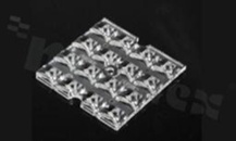 Soczewka do diod LED mid power; kąt rozsyłu: asymetryczny ; ilość diod: 16; rozmiar: 50x50mm; wysokość: 4.4mm; rodzaj materiału: PMMA; sposób mocowania: śruby