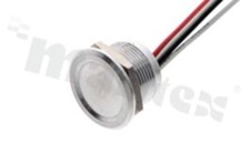 Piezoelectric switch; monostable; 19mm; cable; stainless steel; IP65.