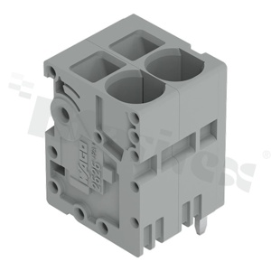 Listwa zaciskowa do PCB; przewód-płytka; na przewód 0.2 - 10.0 mm2 (24-8AWG); raster 7.5 mm; 2-torowa.; kąt ułożenia przewodu względem płytki: 90; Push-in; szary; 600V/38A