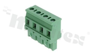Pluggable terminal block; 7.62mm pitch; 4-ways; female; for wire 2.50mm2(28-12 AWG); wire insertion direction 90° to plug-in direction; p.bronze contacts; brass cage; UL 300V/15A TUV 400V/10A