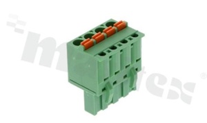 Pluggable terminal block; 5.08mm pitch; 4-ways; female; for wire 2.50mm2 (26-12AWG); wire insertion direction same as plug-in direction; p.bronze contacts; spring clamp; brass cage; UL 300/10A TUV 320/20A