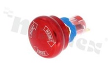 Emergency switch; monostable; 16mm; solder terminals; red aluminium; IP65.