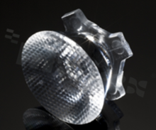 Lens for LED high power; angle: 12 to 18 degrees FWHM; Number of LEDs: 1; Dimensions: round 22mm; Height: 11.7mm; meterial: PMMA; Fastening: tape; pin
