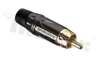 Connector: RCA; plug; male; krótkie; straight; soldering; black; 3-7mm
