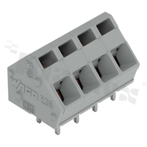 PCB terminal block; in 5.0/5.08mm raster; 2-track; oblique entry; for 0.08-2.50mm2 (28-12 AWG) wire; with spring contact; grey; UL: 176V/16A;ATEX