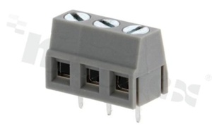 PCB terminal block; pitch 5.00mm; 3-ways; vertical; wire range 2.50mm2 (AWG 26-14); with screws for a flat screwdriver; rising clamp type; brass cage; grey color; UL 300V/12A, 250V/15A