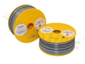 Przewód pojedynczy LGY/H05V-K; z wielodrutową miedzianą żyłą; szary/czarny; przekrój 2.50mm2; AWG 14; 500V; -40+105 st.C; 50m.