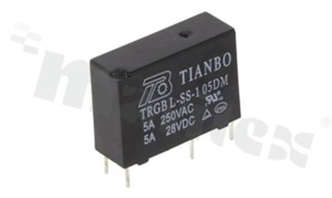 Przekaźnik elektromagnetyczny; prąd znamionowy 5A; napięcie cewki 5VDC; pojedynczy styk zwierny (1Z); moc cewki 200mW; 5A/28VDC; 5A/250VAC