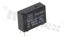 Electromagnetic relay; contact rating current 5A; coil voltage 5VDC; make contact (1A); coil power 200mW; 5A/28VDC; 5A/250VAC