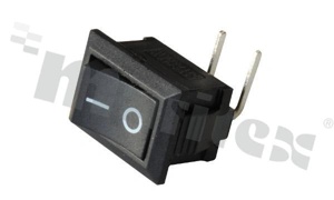 Przełącznik typu Rocker; jednobiegowy; 2-pozycyjny; 19.2x13mm; konektory SPST; przycisk czarny; 6A