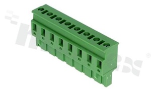 Listwa zaciskowa rozłączalna; w rastrze 7.50mm; 8-torowa; żeńska; na przewód 2.50mm2 (28-12AWG); kierunek wtykania prostopadły do osi przewodów; styki z fosforobrązu; mosiężna klatka; UL 300V/15A TUV 400V/10A