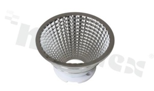 Reflector for LED COB; angle: 60 degrees ; Number of LEDs: 1; Dimensions: round 69mm; Height: 38mm; material: aluminium; Fastening: socket