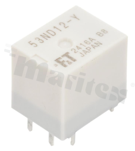 Przekaźnik elektromagnetyczny; prąd znamionowy 30A; napięcie cewki 12V DC; pojedynczy styk zwierny (SPST-NO); moc cewki 600mW; 25A/14V DC; montaż: THT