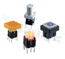 Personalizowany przełącznik Tact Switch z podświetleniem; SMD lub THT; wymiary montażowe 5.8x5.8; pionowy; o sile nacisku 180gf lub 250gf.