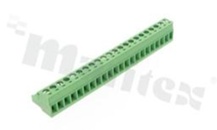 Pluggable terminal block; 5.00mm pitch; 22-ways; female; for wire 2.50mm2(28-12AWG); wire insertion direction same as plug-in direction; p.bronze contacts; brass cage; UL 300V/16A