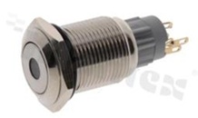 Push button switch; monostable; 16mm; solder terminals; nickel; dot blue illumination; IP67