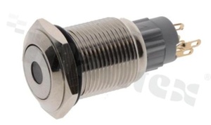 Push button switch; monostable; 16mm; solder terminals; nickel; dot blue illumination; IP67