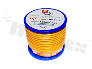 Przewód pojedynczy LGY/H05V-K; z wielodrutową miedzianą żyłą; żółty; przekrój 1.50mm2; AWG 16; 500V; -40+105 st.C; 10m.