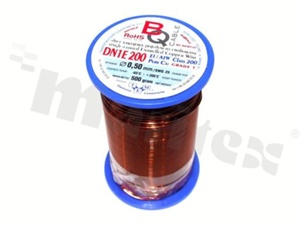 Insulated winding wire; with one layer of enamel insulation; diameter 0.50mm; SWG 25; -65+200 deg.C; 280m; 500g.