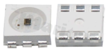 LED SK9822; PLCC6; SMD 5050; z wbudowanym sterownikiem cyfrowym; RGB; typ. 5.0V; soczewka water clear; 120 stopni; 5mm x 5mm x 1.6mm