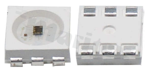 LED SK9822; PLCC6; SMD 5050; z wbudowanym sterownikiem cyfrowym; RGB; typ. 5.0V; soczewka water clear; 120 stopni; 5mm x 5mm x 1.6mm