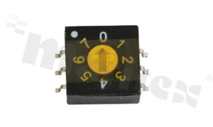 Rotary switch; 8 positions for BCD code; 10x10mm; horizontal; flat type; SMD.